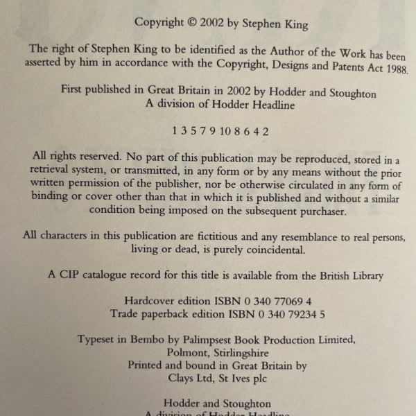 stephen)king from a buick 8 first uk ed2