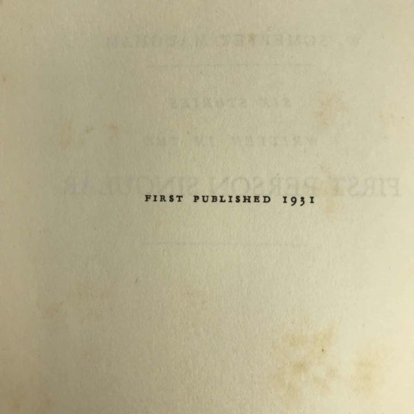 w somerset maugham first person singular first edition2