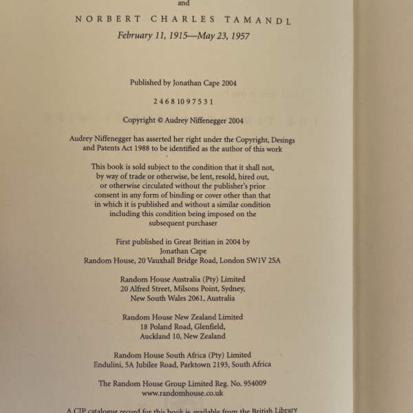 audrey niffennegger time travllers wife first ed2