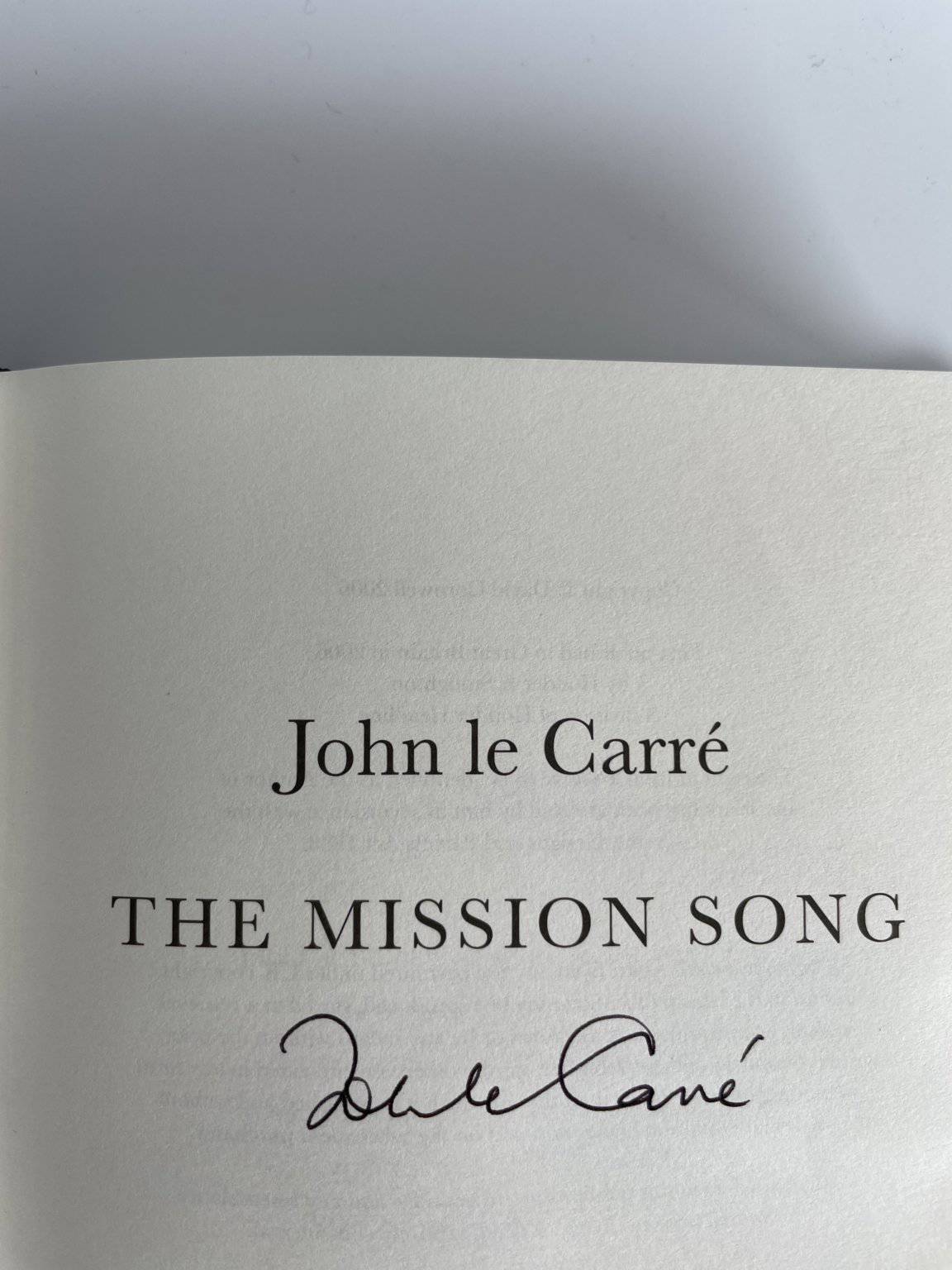 john le carre the mission song signed firsted2