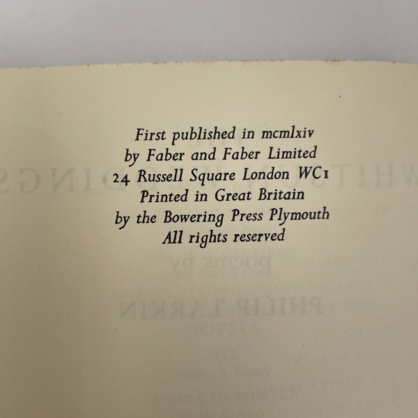 philip larkin the whitsun weddings first ed2