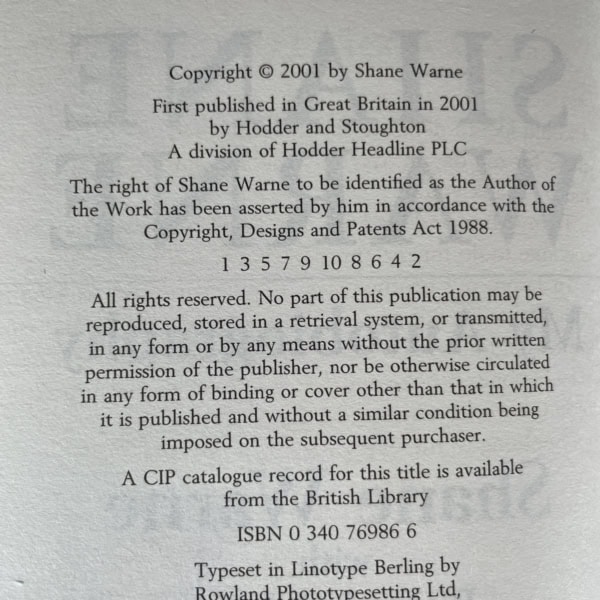 shane warne autobiography signed first3