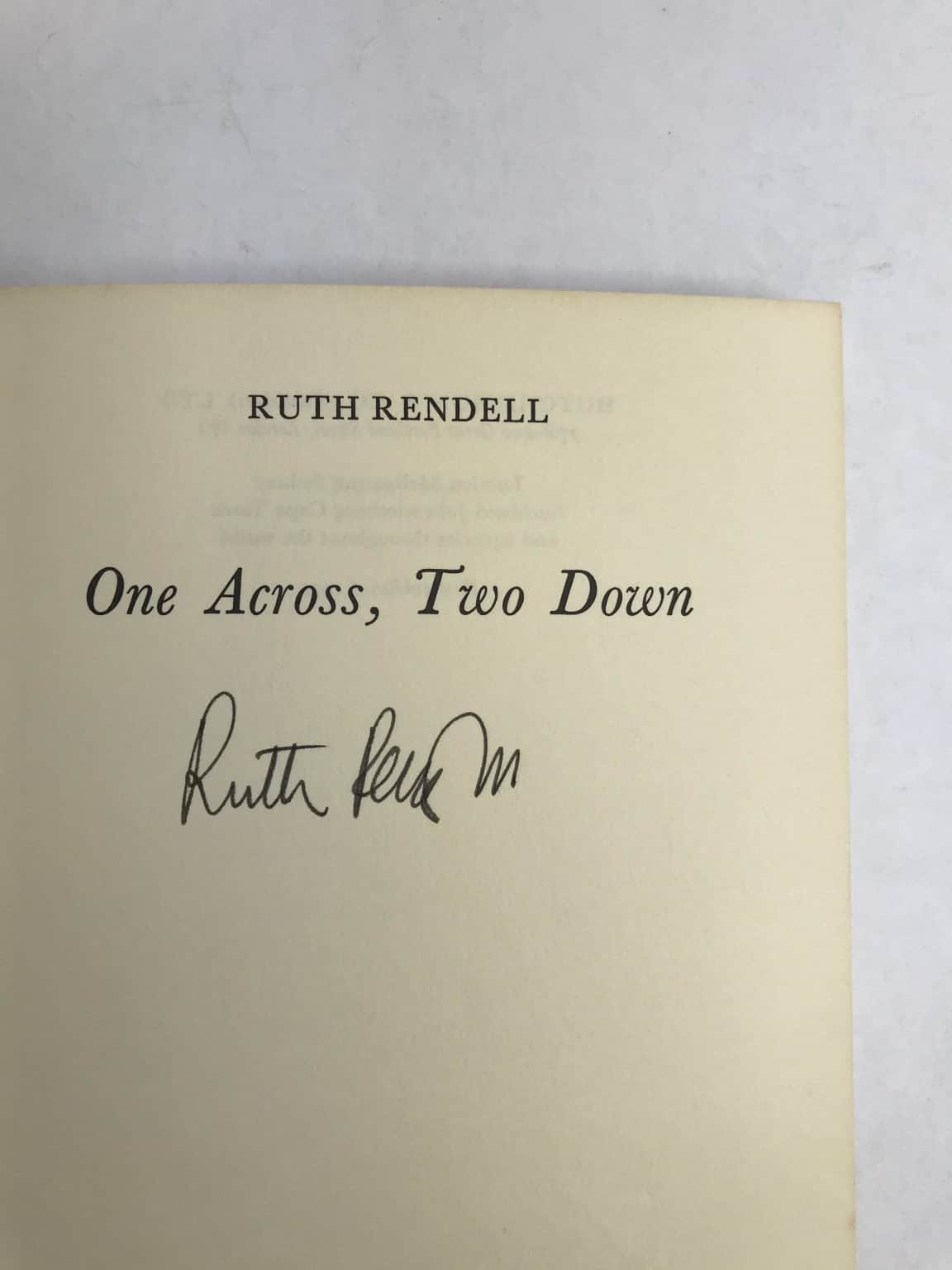 ruth rendell one across two down signed first ed2