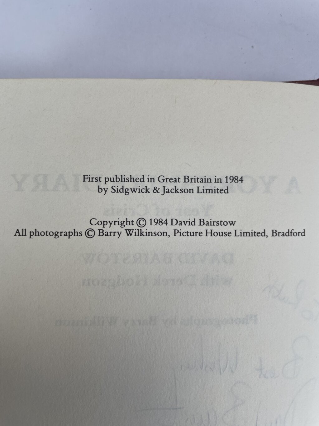 david bairstow a yorkshire diary signed first3