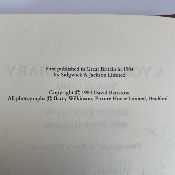 david bairstow a yorkshire diary signed first3