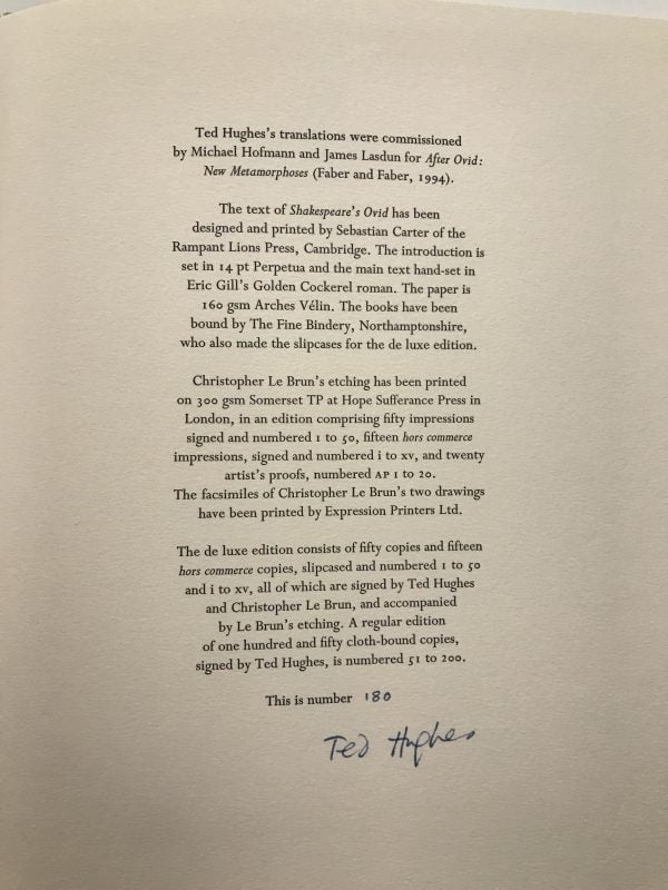 ted hughes shakespeares ovid signed3