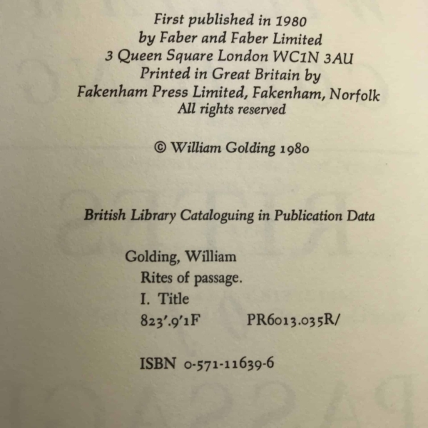 william golding rites of passage signed 1st ed3