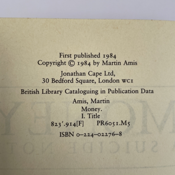martin amis money first editiion2