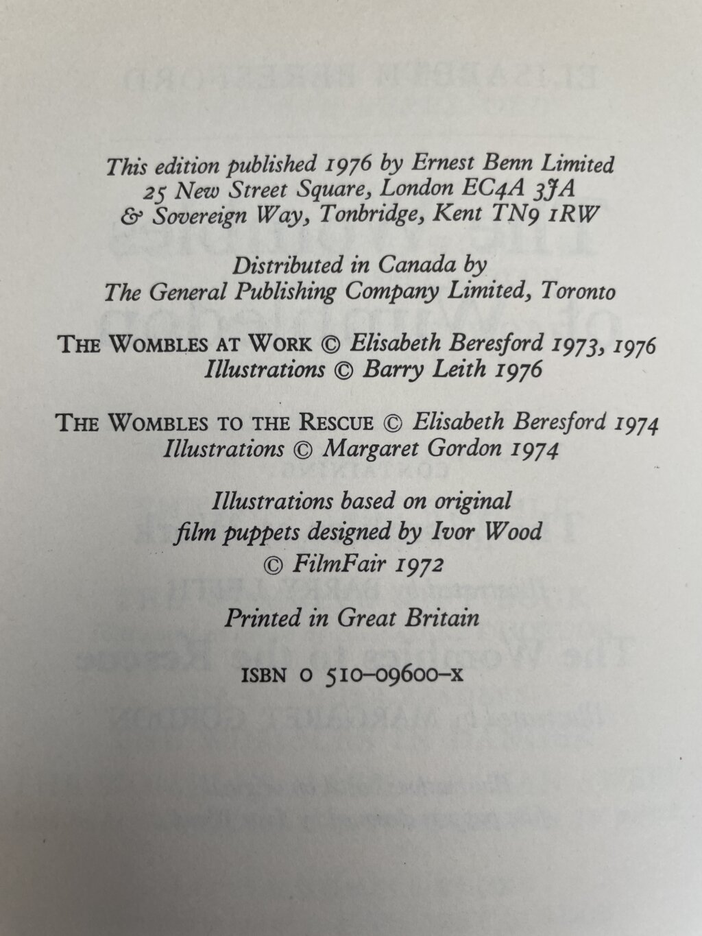elizabeth beresford the wombles of wimbledon first ed2