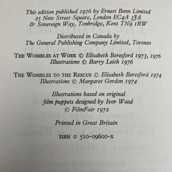 elizabeth beresford the wombles of wimbledon first ed2