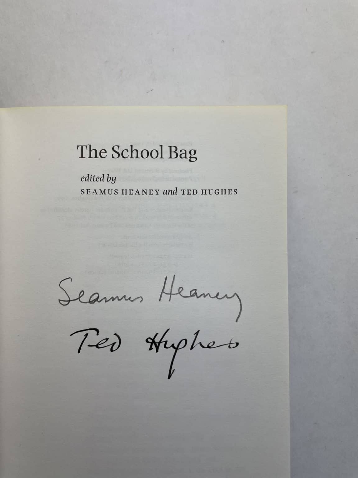 seamus heaney ted hughes the school bag double signed2