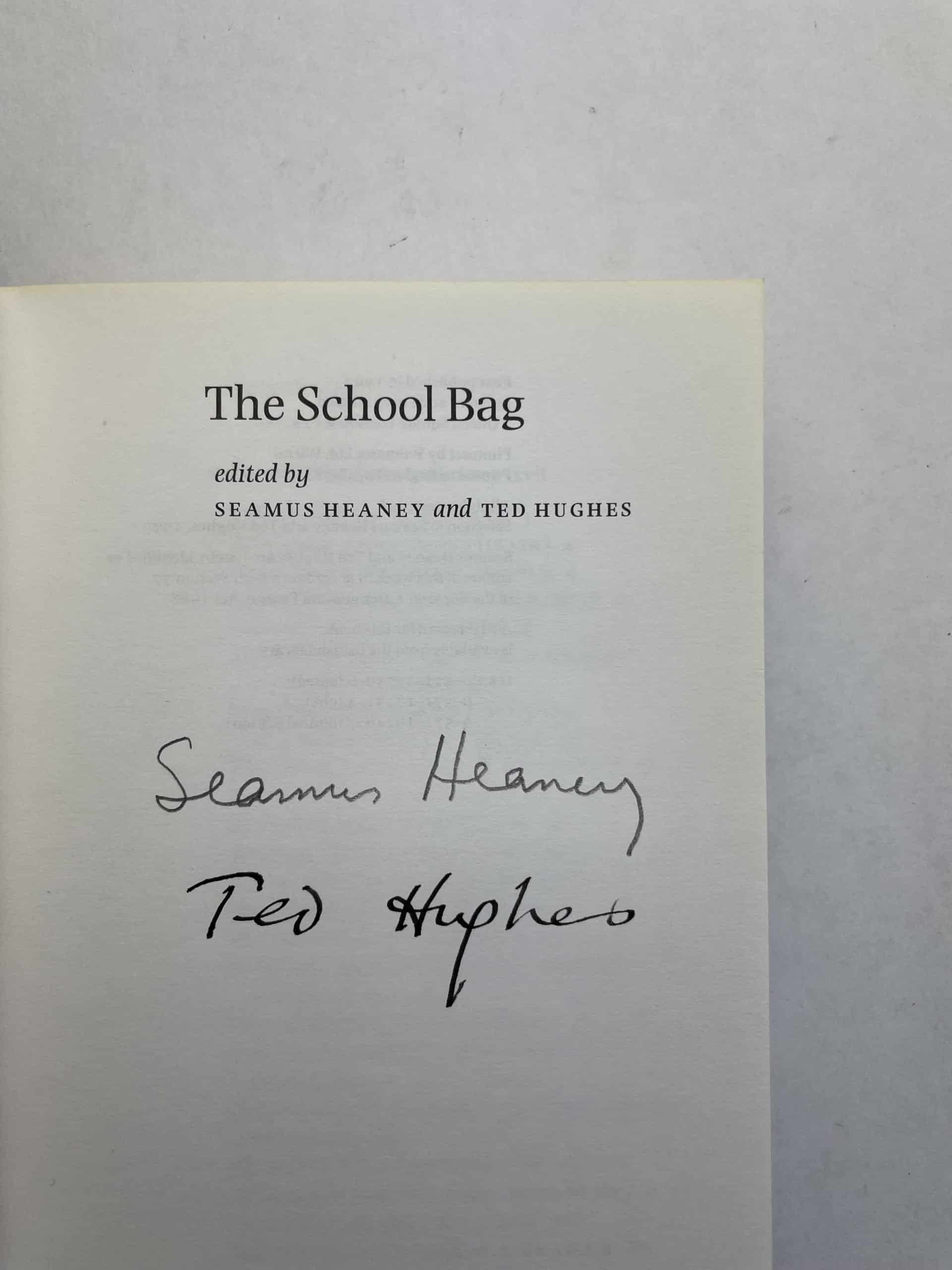 seamus heaney ted hughes the school bag double signed2