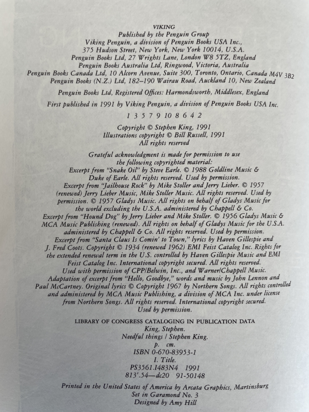 stephen king needful things first us 2