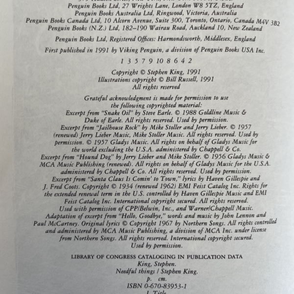 stephen king needful things first us 2