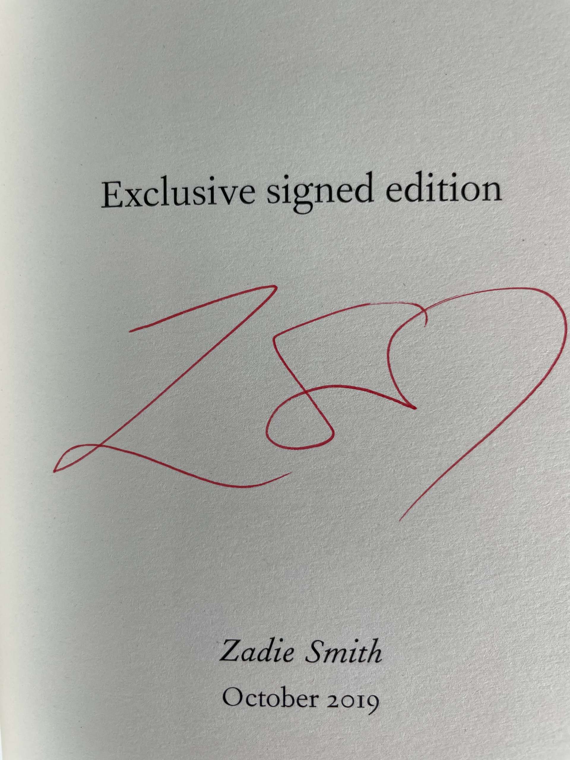 zadie smith grand union signed first2