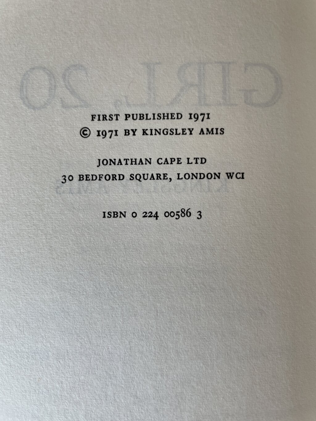 kingsley amis girl 20 first edi2