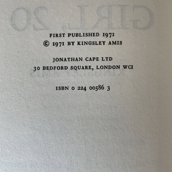 kingsley amis girl 20 first edi2
