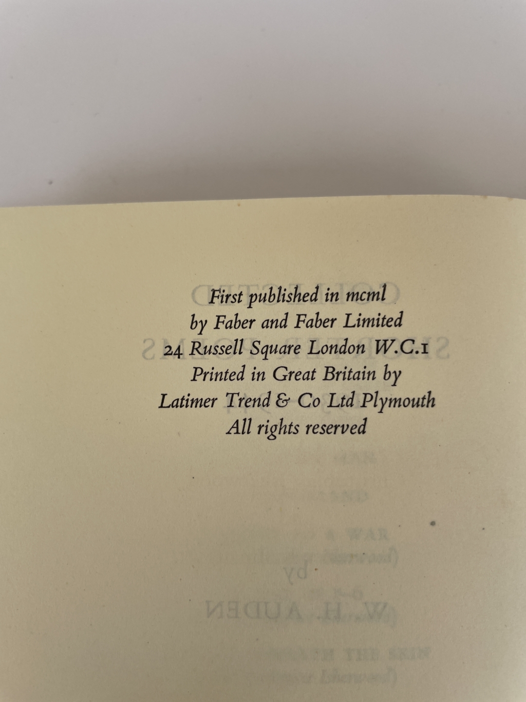 wh auden collected shorter poems first 2