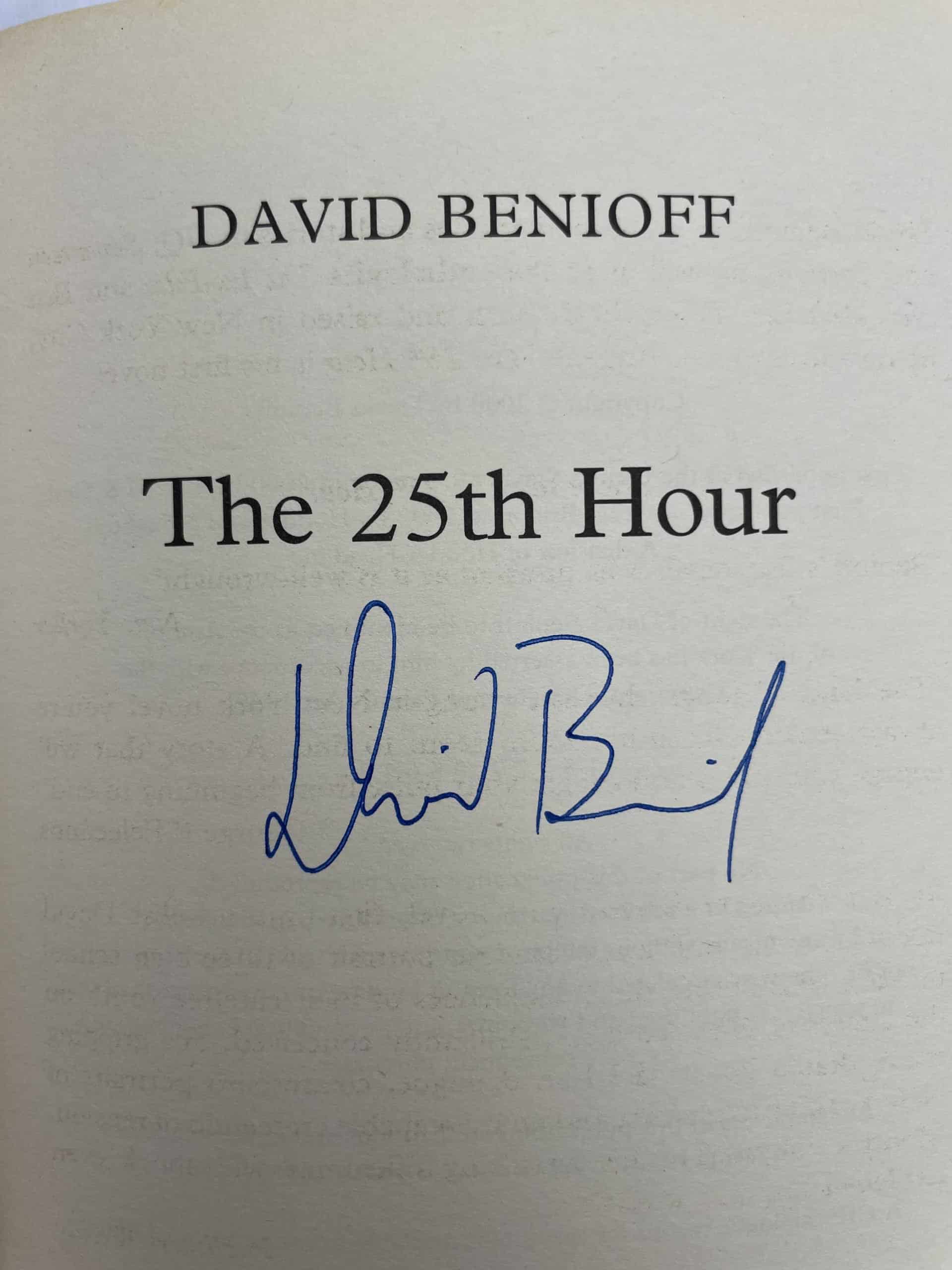david benioff the 25th hour signed first ed2