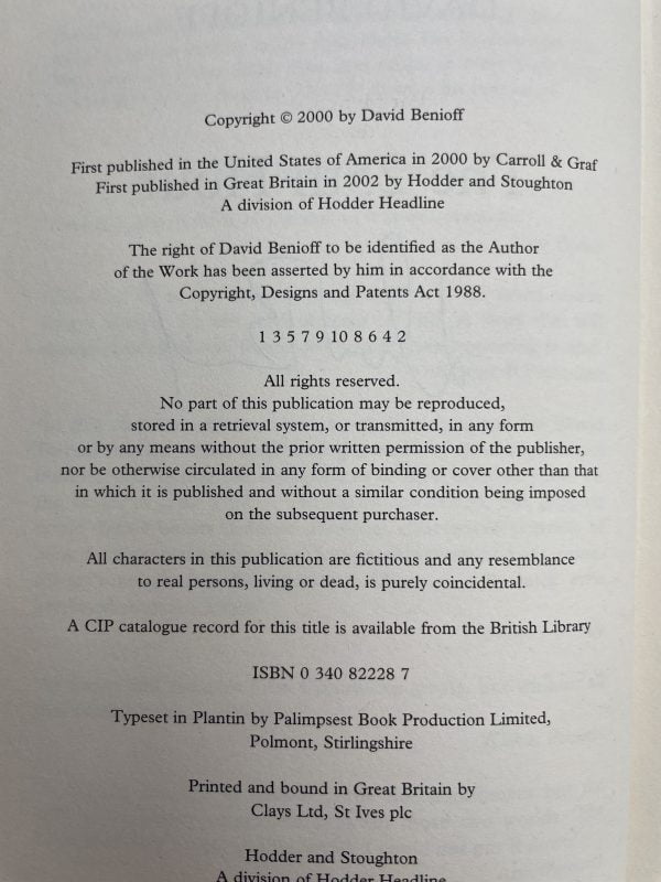 david benioff the 25th hour signed first ed3