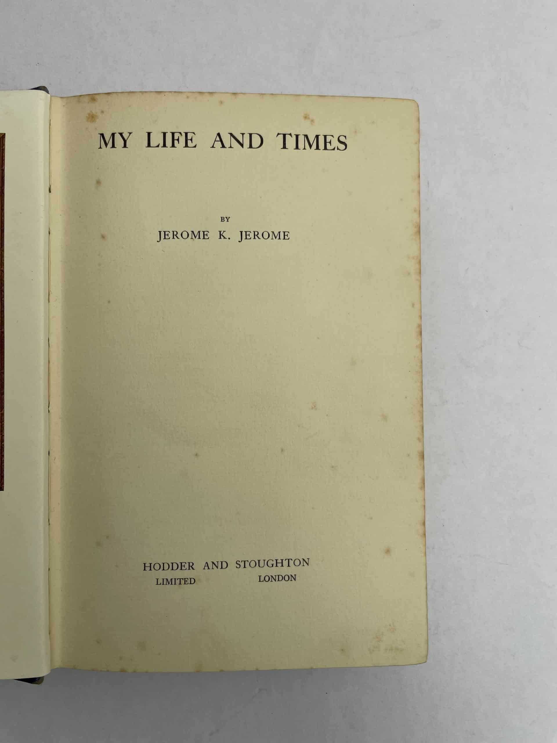 jerome k jerome my life and times first edition2