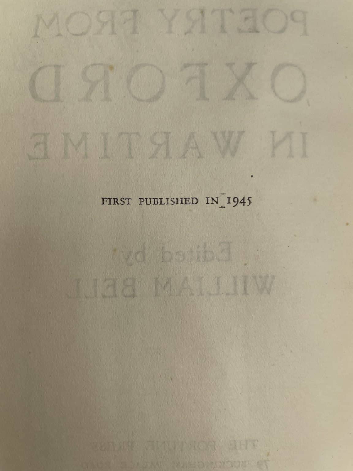 william bell poetry in wartime first edition2