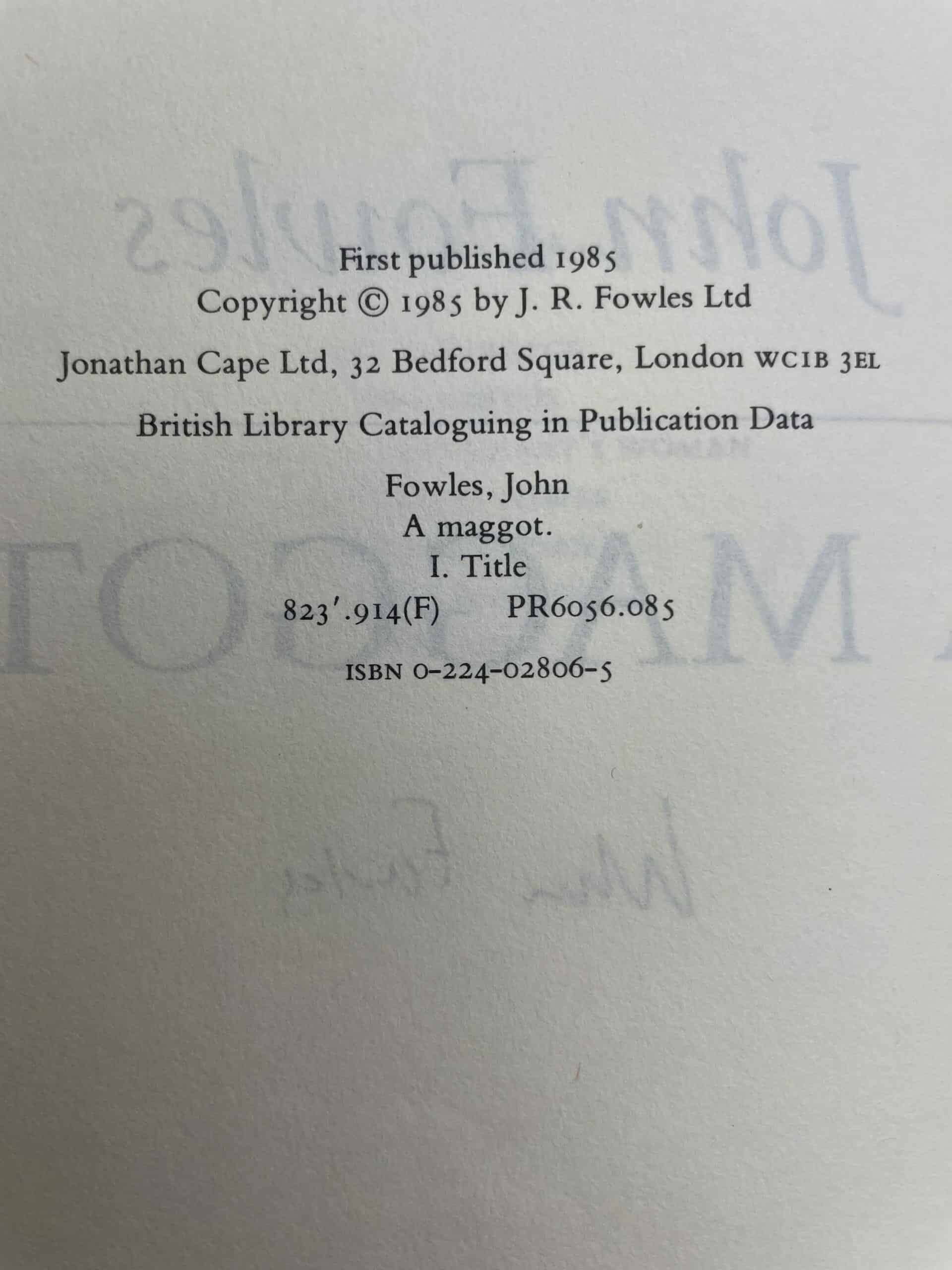 john fowles a maggot signed 1st ed3