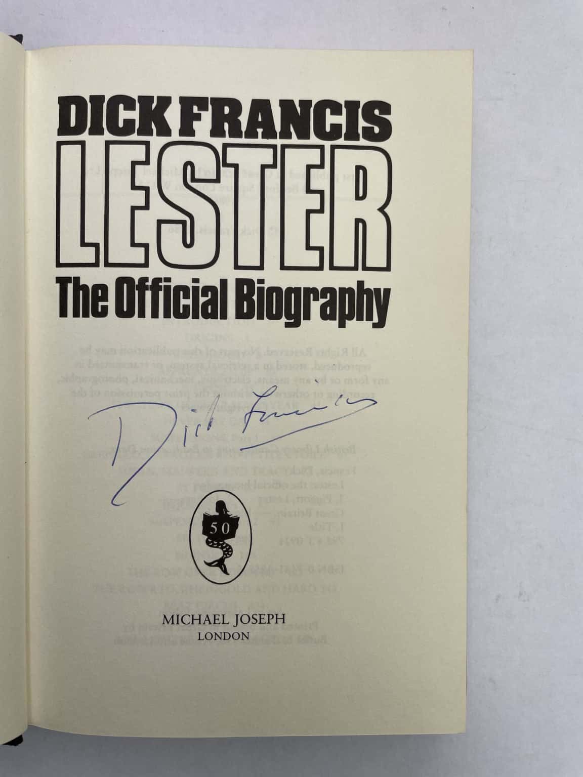 lester dick francis signed by df first 2