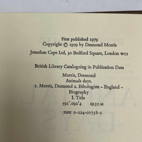 desmond morris animal days first edition2