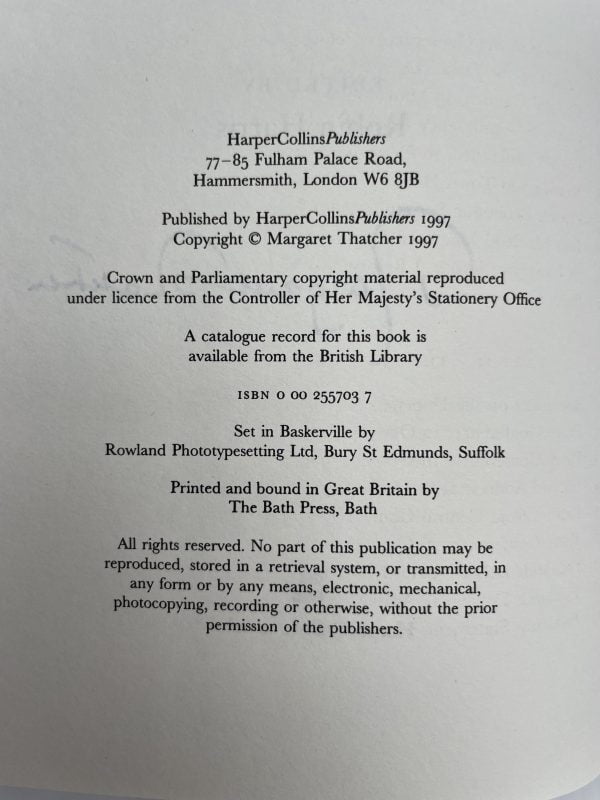 margaret thatcher collected speeches signed first ed3