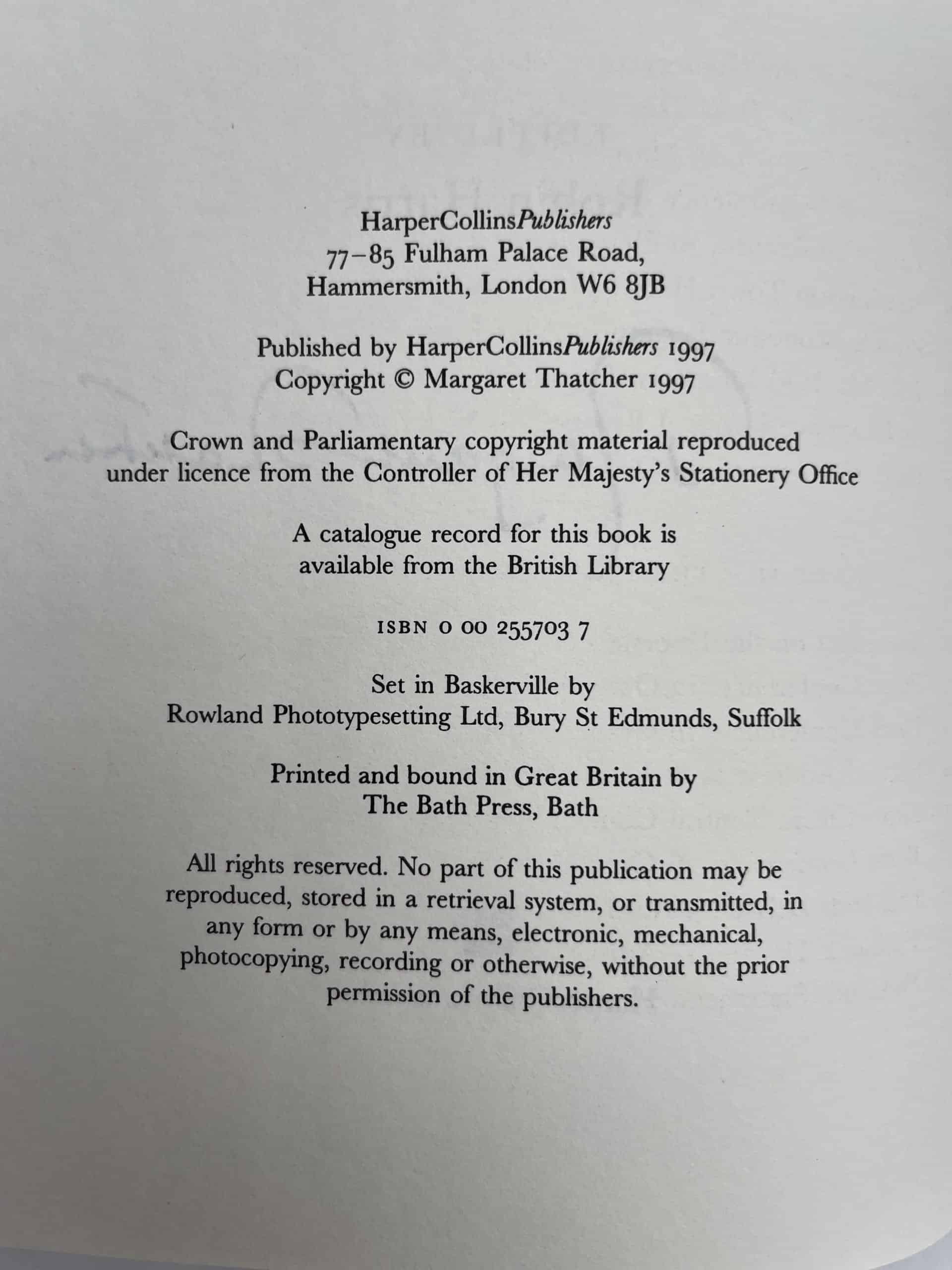 margaret thatcher collected speeches signed first ed3