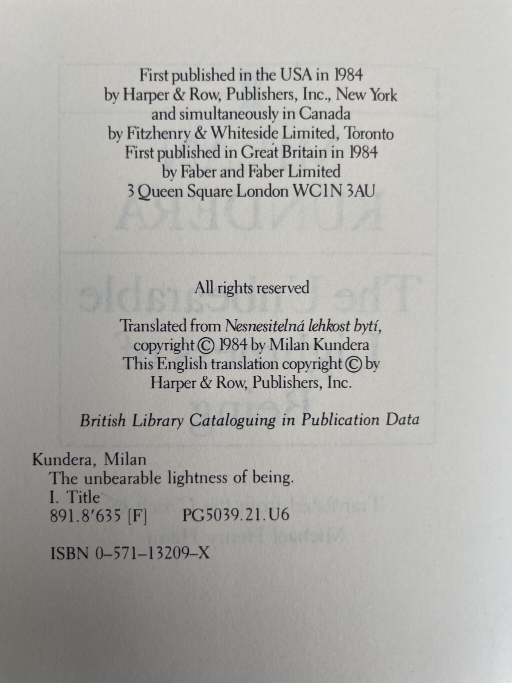 milan kundera the unbearable lightness of being first 2