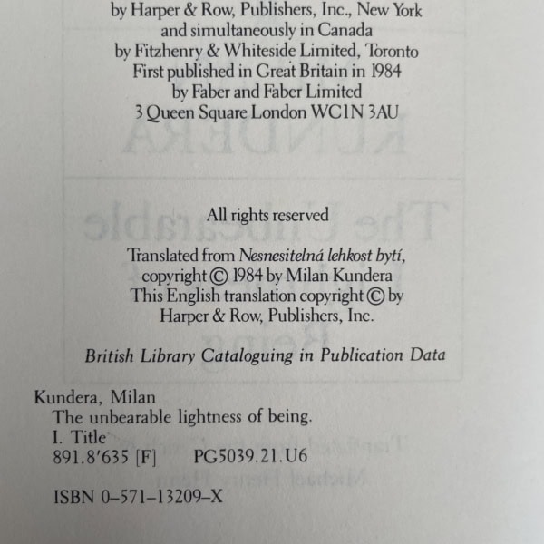 milan kundera the unbearable lightness of being first 2