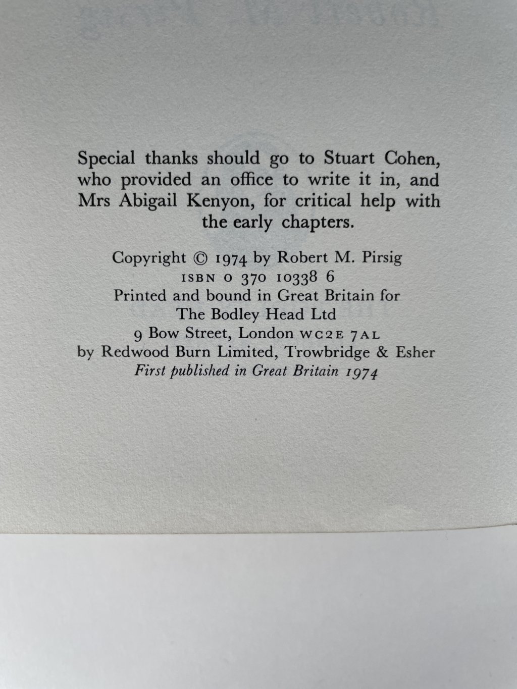 robert pirsig zen and the art first uk 2