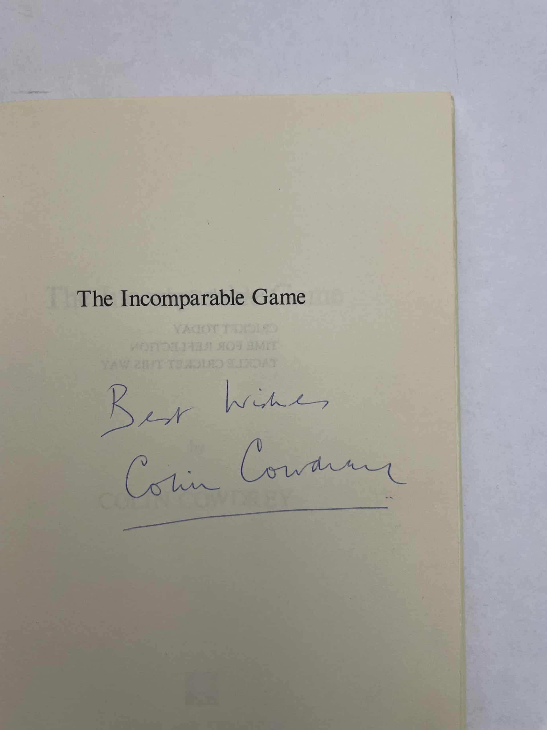 colin cowdrey the incomparable game signed first2