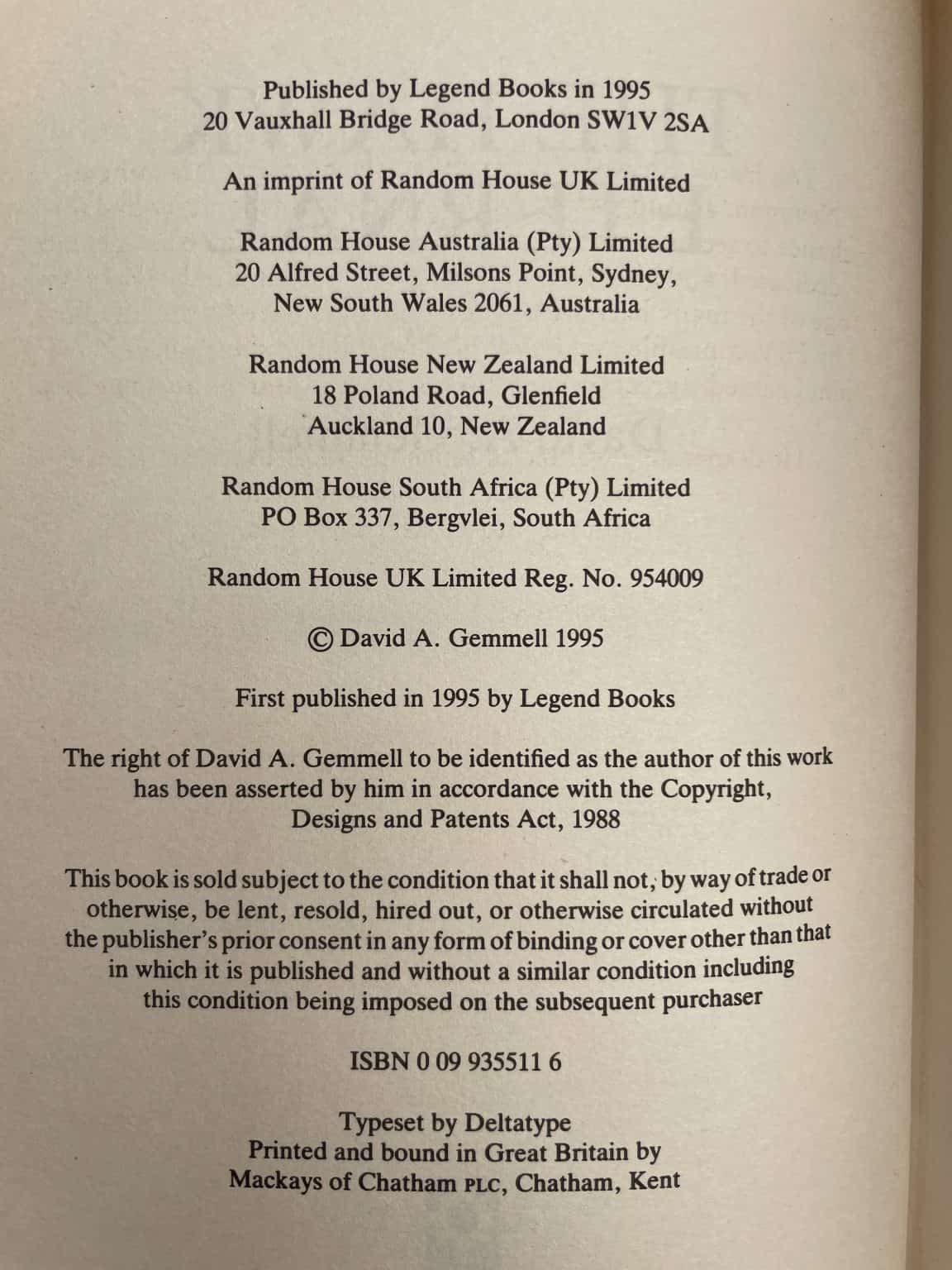 david gemmell the hawk eternal first edition2