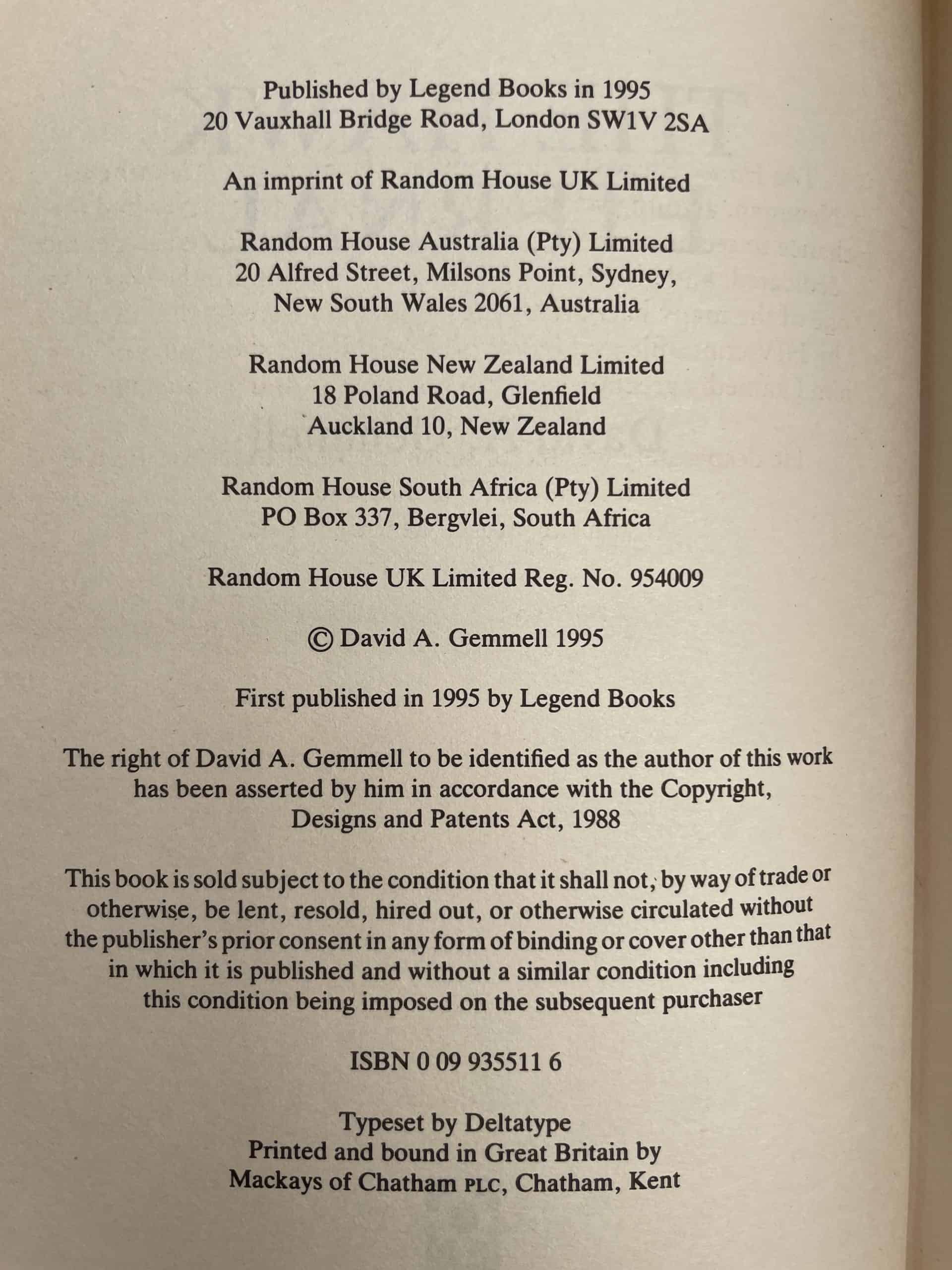 david gemmell the hawk eternal first edition2