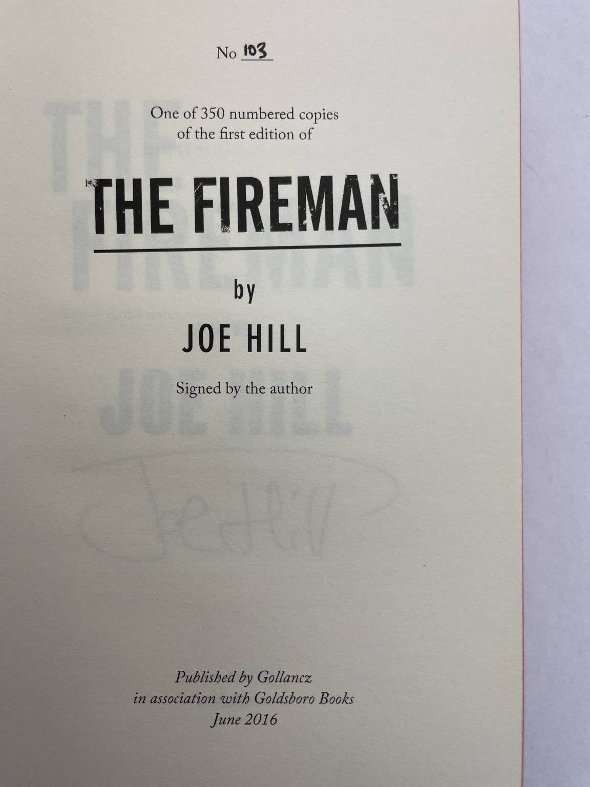 joe hill the fireman signed numbered2