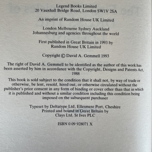 david gemmell druss the legend first edition2