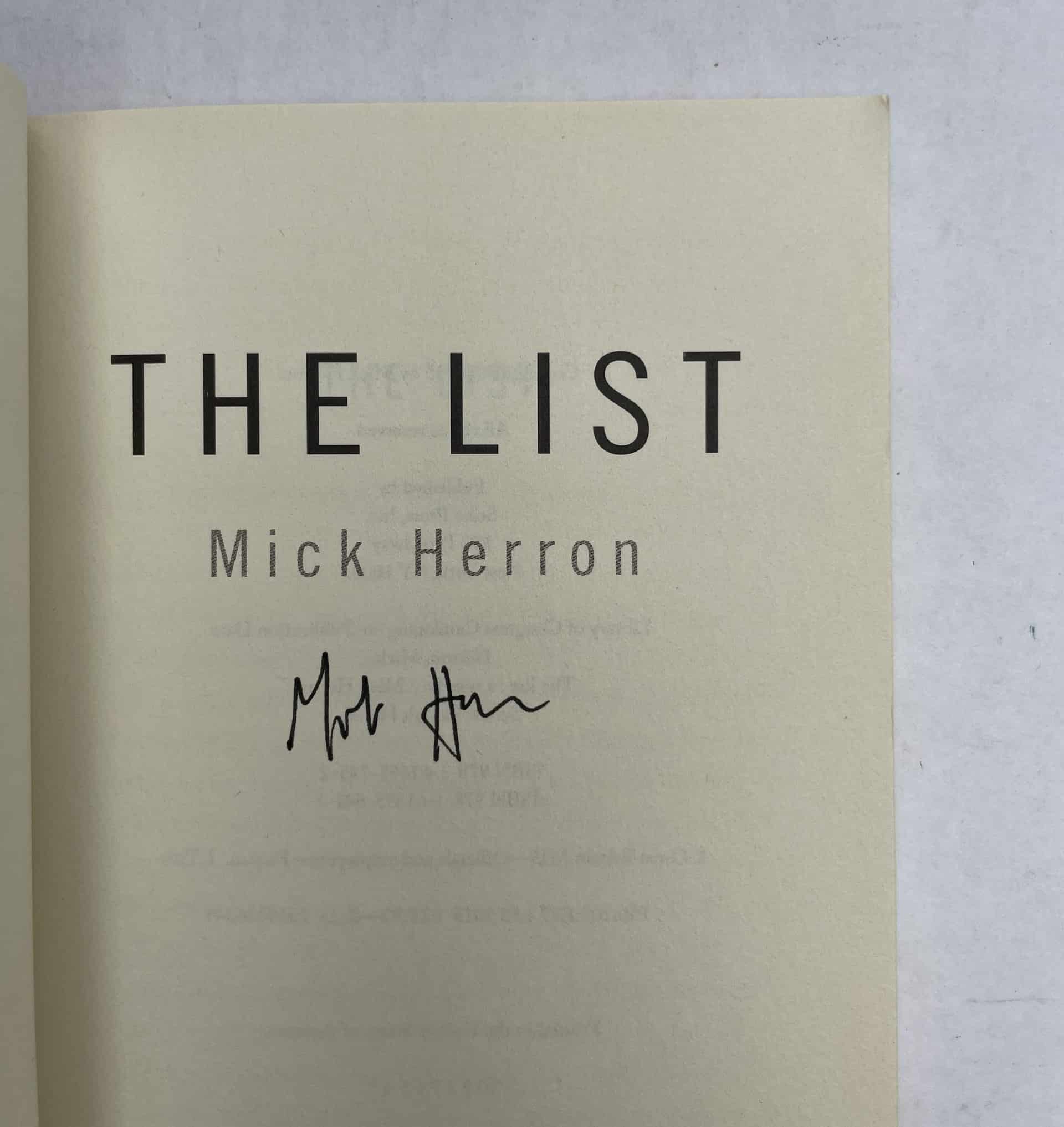 mick herron the list signed first ed2