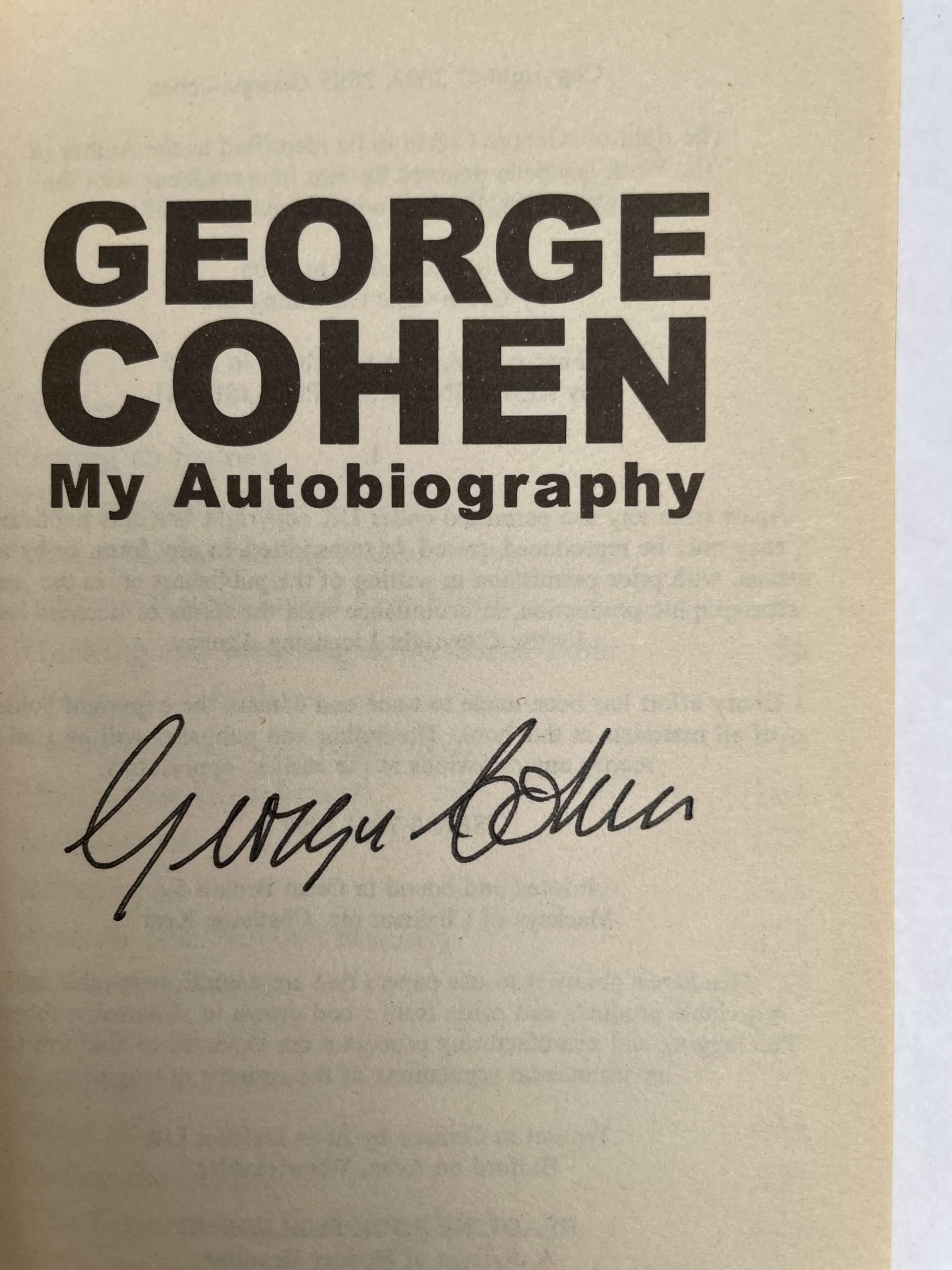 george cohen signed paperback 2