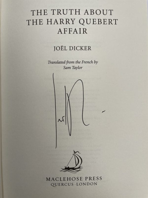 Joel Dicker - The Truth About The Harry Quebert Affair - SIGNED First  Edition 2014