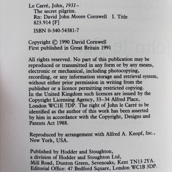 john le carre the secret pilgrim first ed2