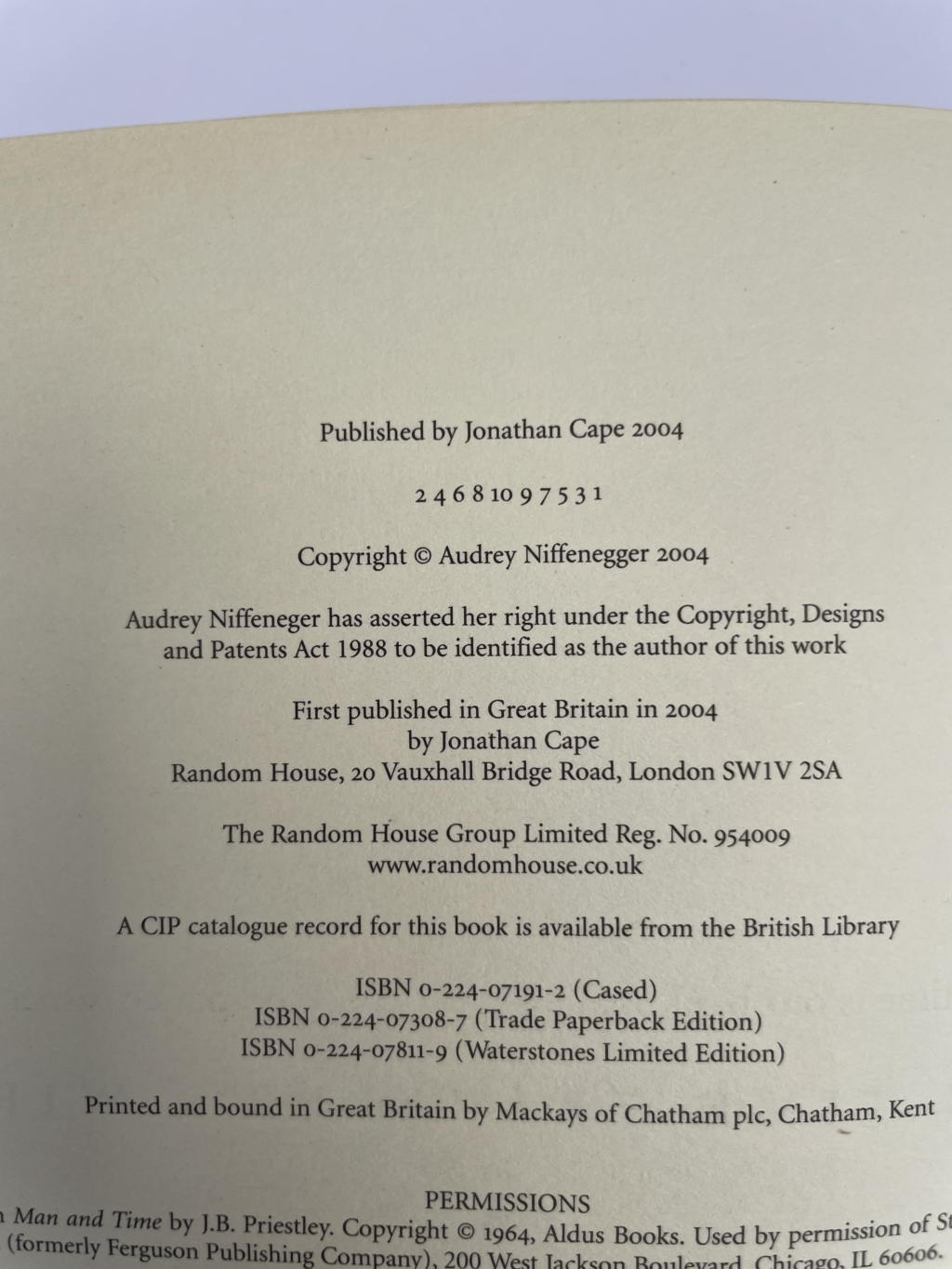 audrey niffennegger time travllers wife signed first ed3