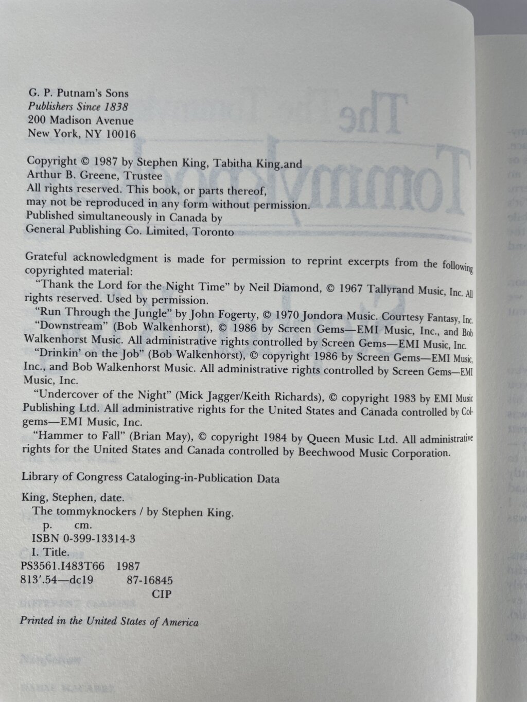 stephen king the tommyknockers first us 2