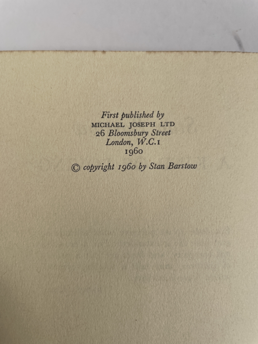 stan barstow a kind of loving first edition2