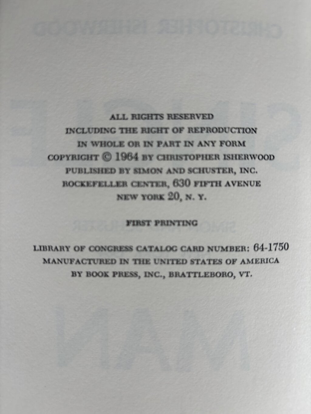 christopher isherwood a single man first us ed2