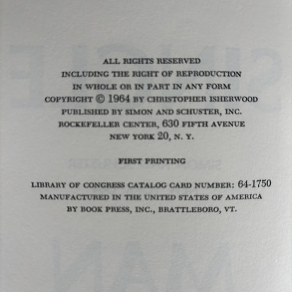 christopher isherwood a single man first us ed2