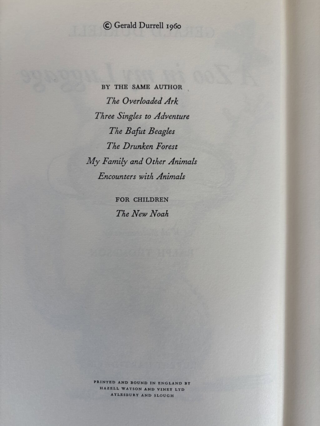 gerlad durrell a zoo in my luggage first edition2