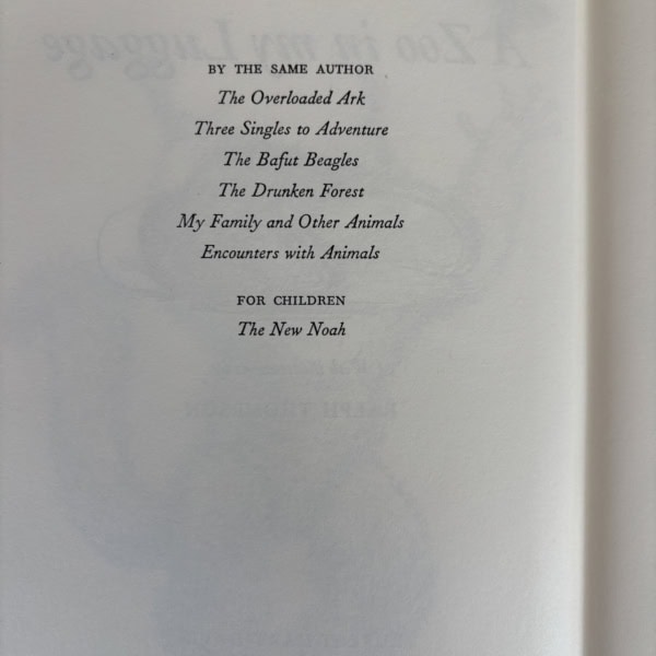 gerlad durrell a zoo in my luggage first edition2